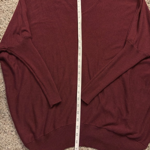 Miracle V-Neck Dolman Sweater in Rich Burgundy - Picture 2 of 5
